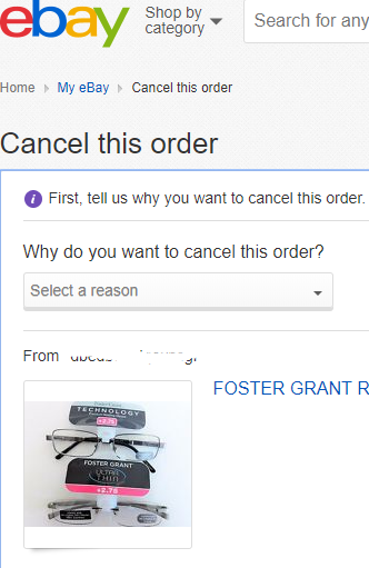 eBays Cancel this order page